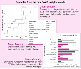 Examples of graphics from the new PoMS Insights emails